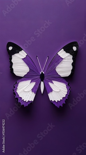 Butterfly Formed With Paper Cut Art, Abstract Image, Texture, Pattern Background, Wallpaper, Cover and Screen of Smartphone, PC, Laptop, 9:16 and 16:9 Format