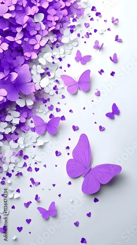 Butterfly Formed With Paper Cut Art, Abstract Image, Texture, Pattern Background, Wallpaper, Cover and Screen of Smartphone, PC, Laptop, 9:16 and 16:9 Format