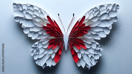 Butterfly Formed With Paper Cut Art, Abstract Image, Texture, Pattern Background, Wallpaper, Cover and Screen of Smartphone, PC, Laptop, 9:16 and 16:9 Format