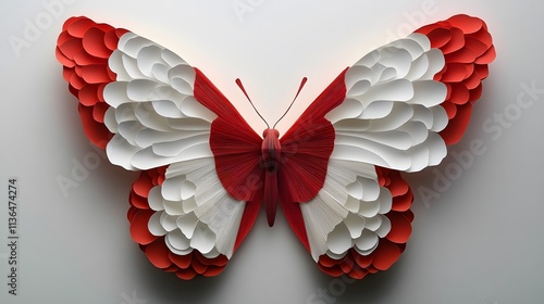 Butterfly Formed With Paper Cut Art, Abstract Image, Texture, Pattern Background, Wallpaper, Cover and Screen of Smartphone, PC, Laptop, 9:16 and 16:9 Format