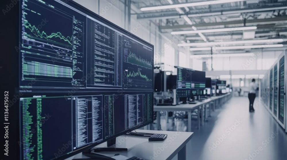 Obraz premium Supercomputer processing vast amounts of data, symbolizing advanced technology and innovation in data analytics and computational power.