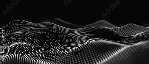 Wallpaper Mural Abstract Waving Particle Technology Background Design. Abstract wave moving dots flow particles Torontodigital.ca