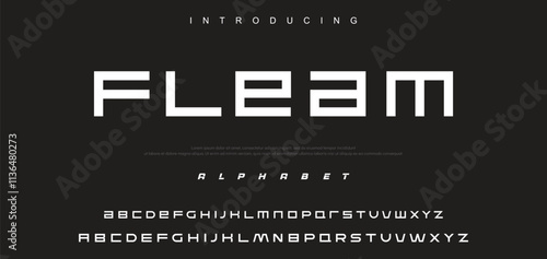 Modern minimal abstract alphabet fonts. Typography technology, electronic, movie, digital, music, future, logo creative font.