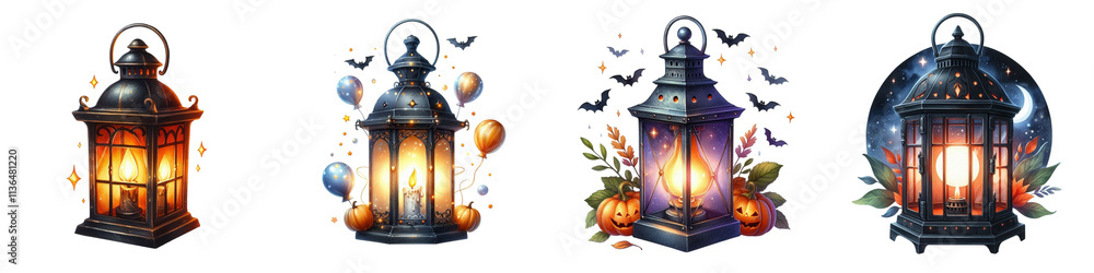 A collection of decorative lanterns, each with unique designs and glowing light, creating a warm and inviting ambiance. A collection of decorative lanterns, each with unique designs and glowing light, creating a warm and inviting ambiance.