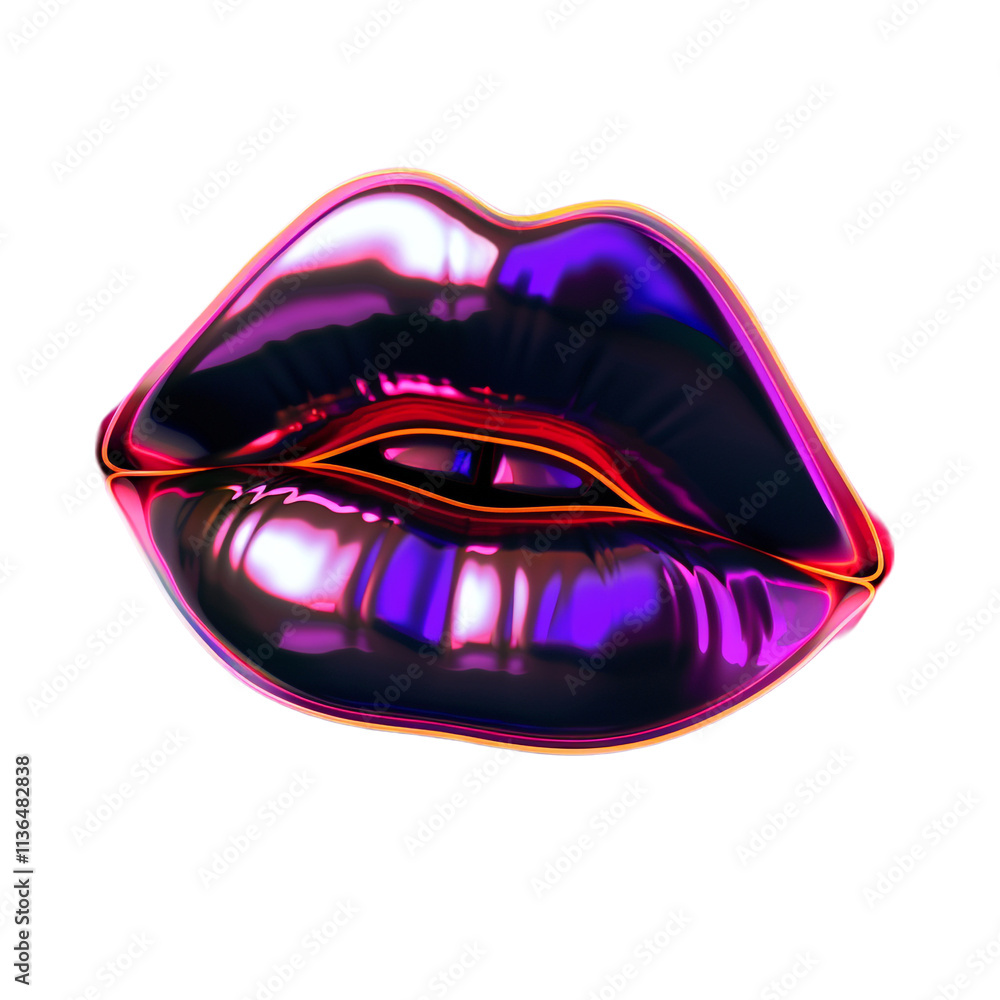 Neon Glossy Lips, Isolated on a Transparent Background, Ideal for Beauty, Fashion, or Makeup-Themed Designs Neon Glossy Lips, Isolated on a Transparent Background, Ideal for Beauty, Fashion, or Makeup-Themed Designs