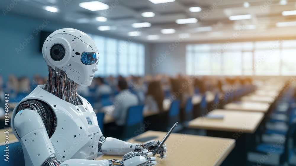 Fototapeta premium Robot in Training Center with Modern Classroom Setting