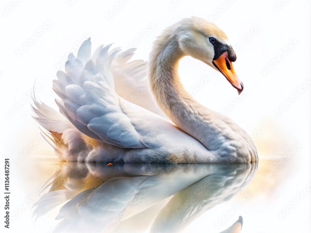 Obraz premium Double Exposure Swan Graceful Neck White Background - Surreal Art Photography