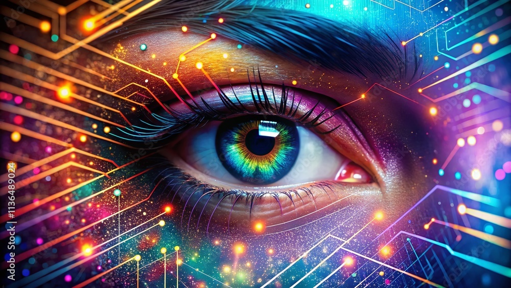Drone Photography, Abstract Eye, Digital Art, AI Generated Image, Lines, Dots, Futuristic, Cyberpunk, Sci-Fi, Woman's Eye, Closeup Drone Photography, Abstract Eye, Digital Art, AI Generated Image, Lines, Dots, Futuristic, Cyberpunk, Sci-Fi, Woman's Eye, Closeup