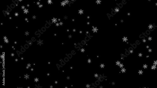 舞い落ちる雪の結晶の透過アニメーション　合成素材