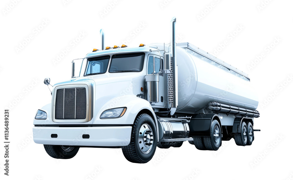 White Tanker Truck on Transparent Background White Tanker Truck on Transparent Background
