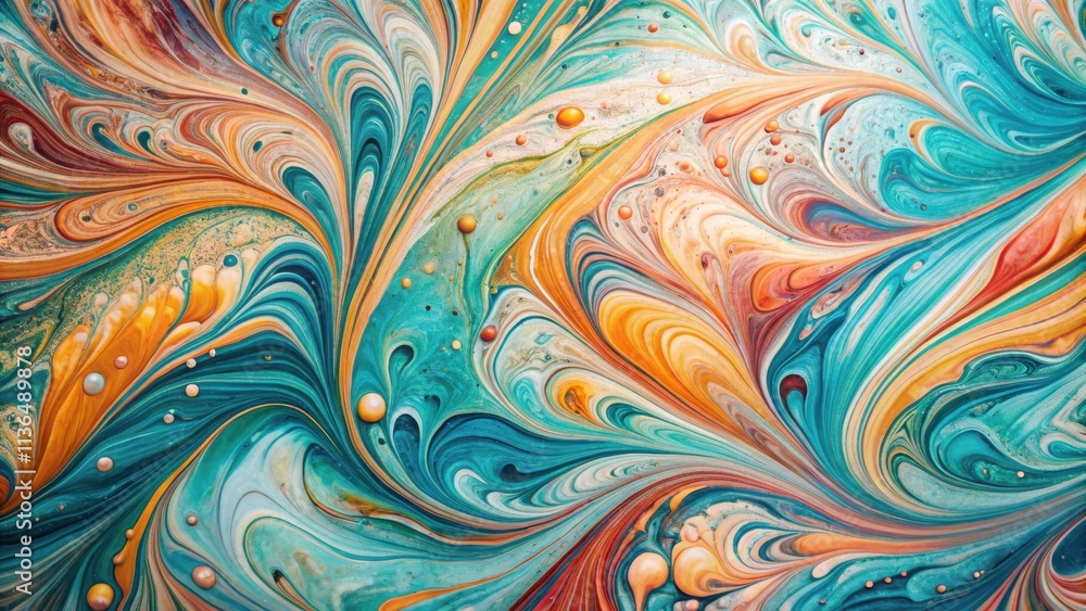 Abstract Swirling Fluid Art Ocean and Sunset Hues Abstract Swirling Fluid Art Ocean and Sunset Hues