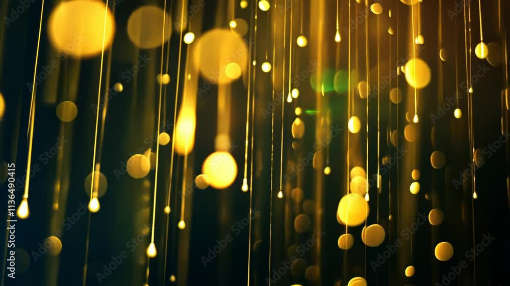 Gold Christmas Lights Vector Pattern with Bokeh Texture for Holiday Decoration Backgrounds