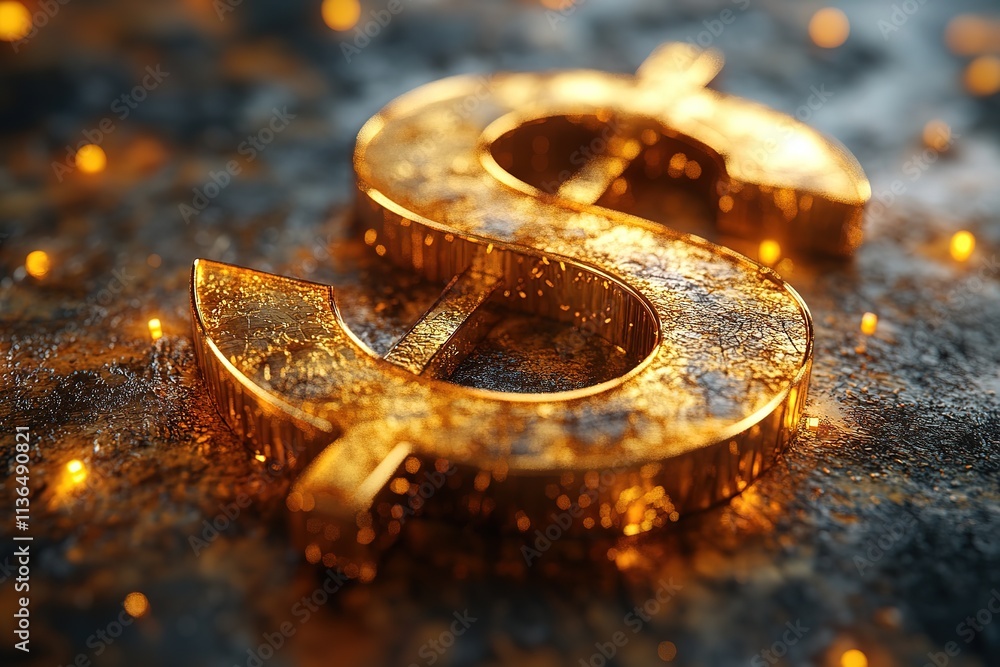 Golden Dollar Sign on Textured Surface Golden Dollar Sign on Textured Surface