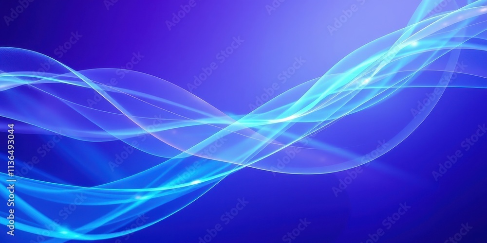 Fototapeta premium Abstract Blue Glowing Waves Background Design for Presentation