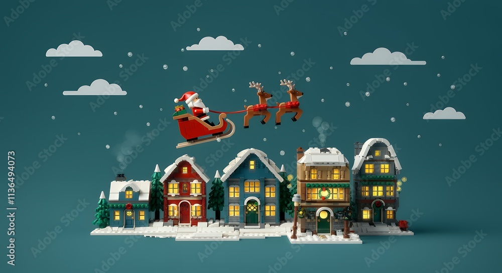 Naklejka premium Various Christmas, New Year card and banner collection: Santa Claus, Christmas tree, snowman, reindeer, ornament, xmas elements and decorations and many more