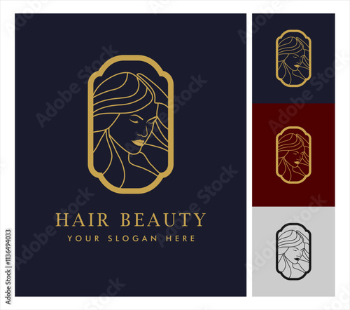 hair beauty salon logo premium for business isolated on black background