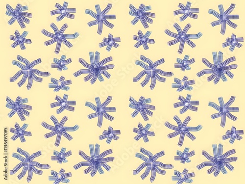 Set of illustrations of small blue floral patterns on a white background