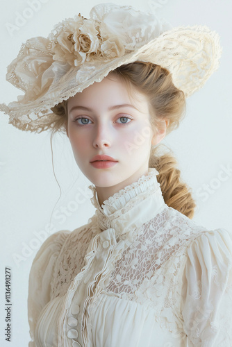 Young woman Victorian era clothes