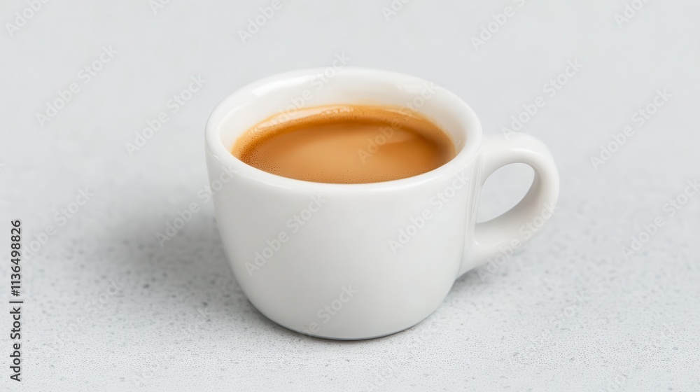 Aromatic Espresso Coffee in White Cup on Table Aromatic Espresso Coffee in White Cup on Table