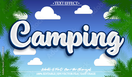 Camping Vector Text Effect Editable Alphabet Outdoor Forest Tent Hiking Wildlife Travel Traveller