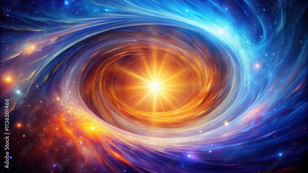 Obraz premium Celestial Vortex A Radiant Star at the Heart of a Cosmic Spiral Nebula