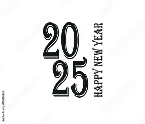 Happy New Year 2025. New year celebration can use any best wishes, poster, cover photo, profile and others  transparent background png, jpeg or vector illustration file. 