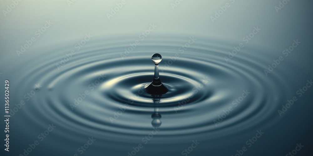 A single drop of water creating concentric ripples on a still surface A single drop of water creating concentric ripples on a still surface