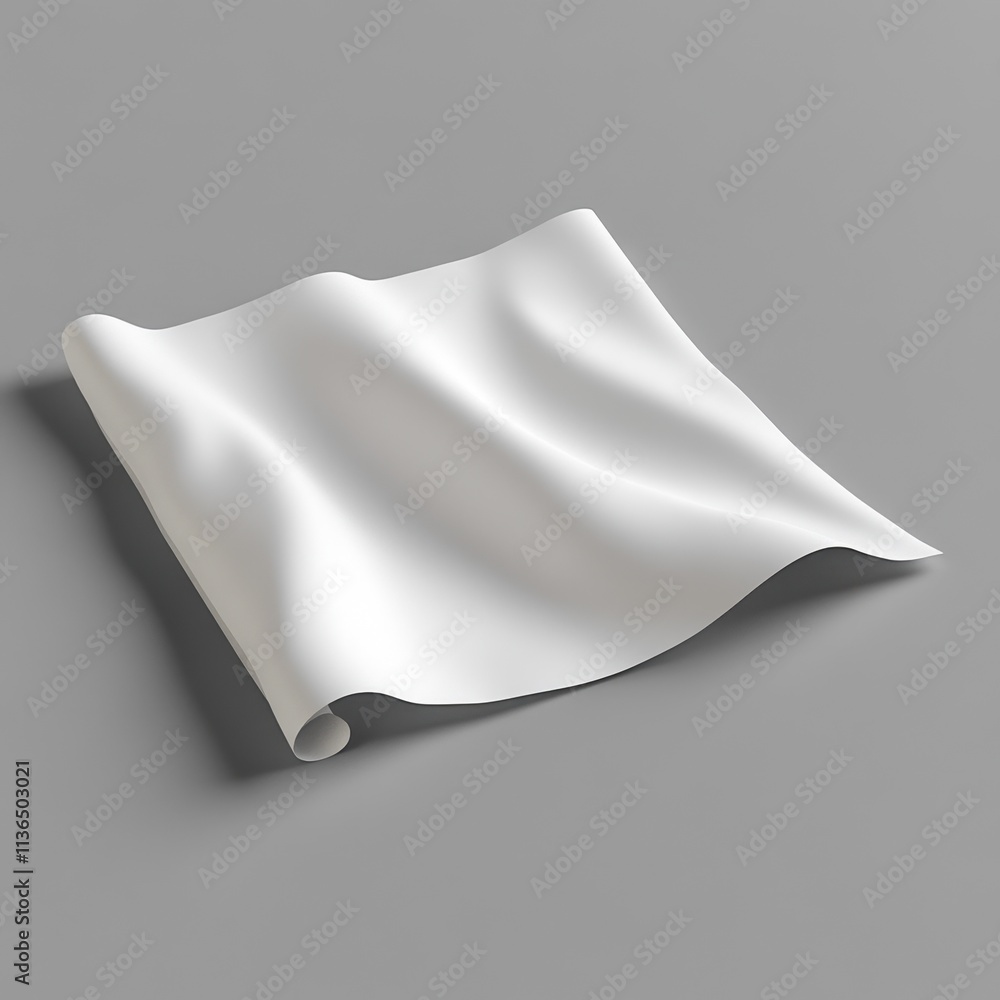 Elegant Flowing White Fabric on Gray Background Elegant Flowing White Fabric on Gray Background