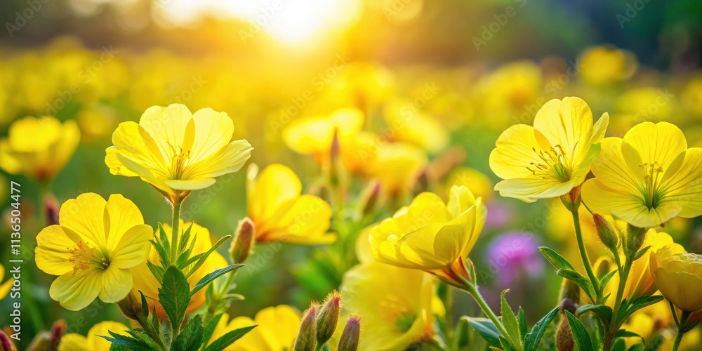 Golden Hour Meadow Vibrant Yellow Wildflowers Basking in Sunlight Golden Hour Meadow Vibrant Yellow Wildflowers Basking in Sunlight