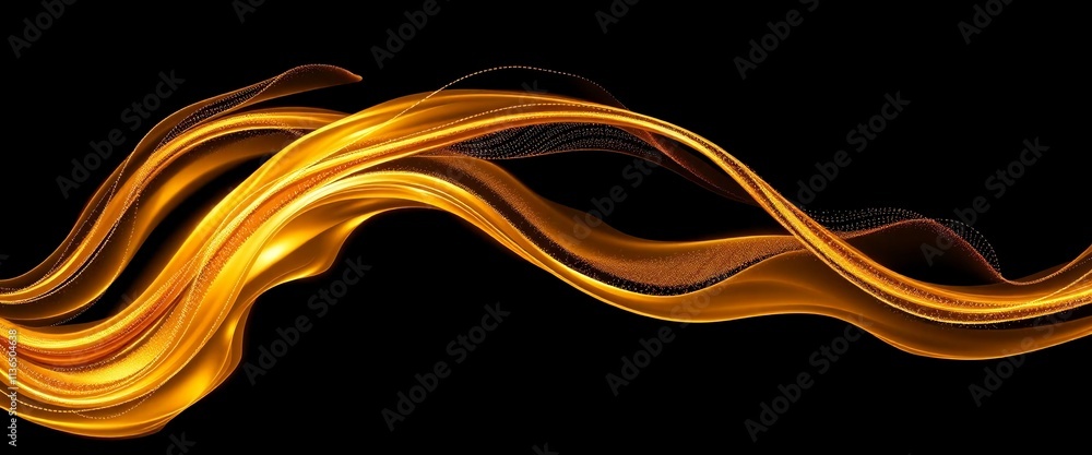 Abstract Golden Wave: Luxurious Flowing Design on Black Background Abstract Golden Wave: Luxurious Flowing Design on Black Background