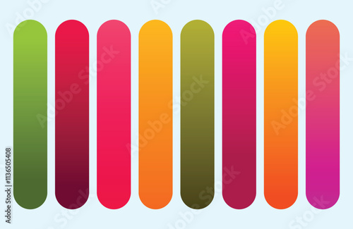 Set of vibrant gradients swatches or buttons