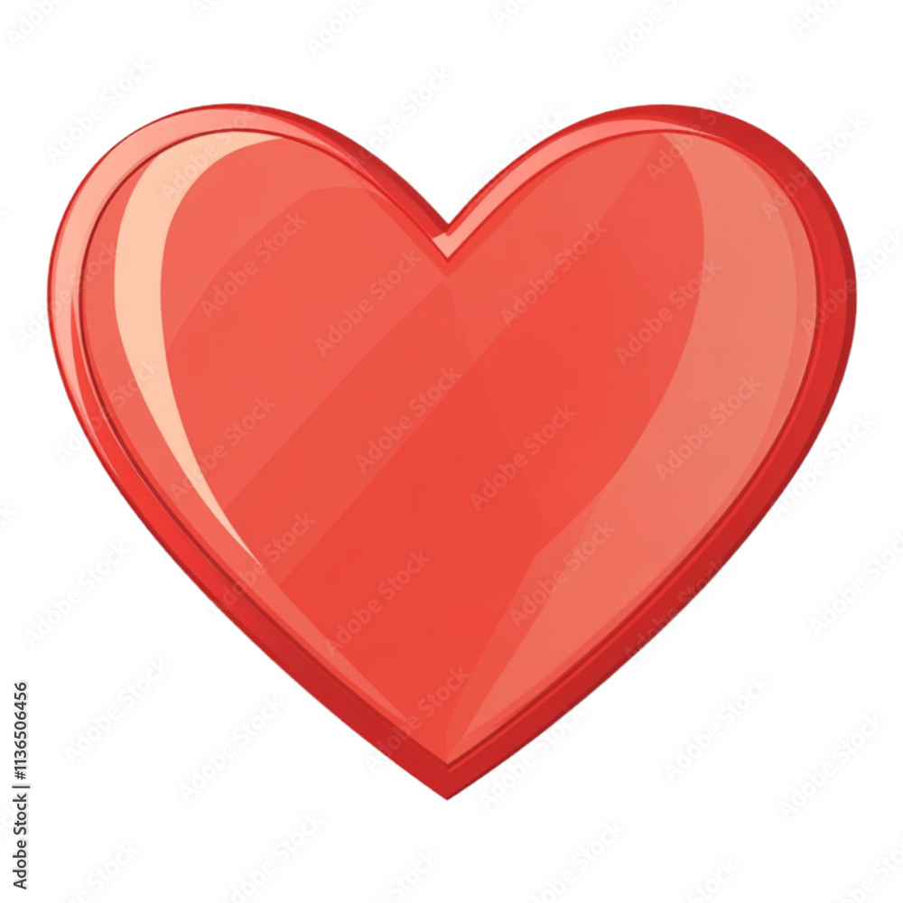 3D Plain Heart Flat Icon, Ideal for Design Elements, Isolated on a Transparent Background