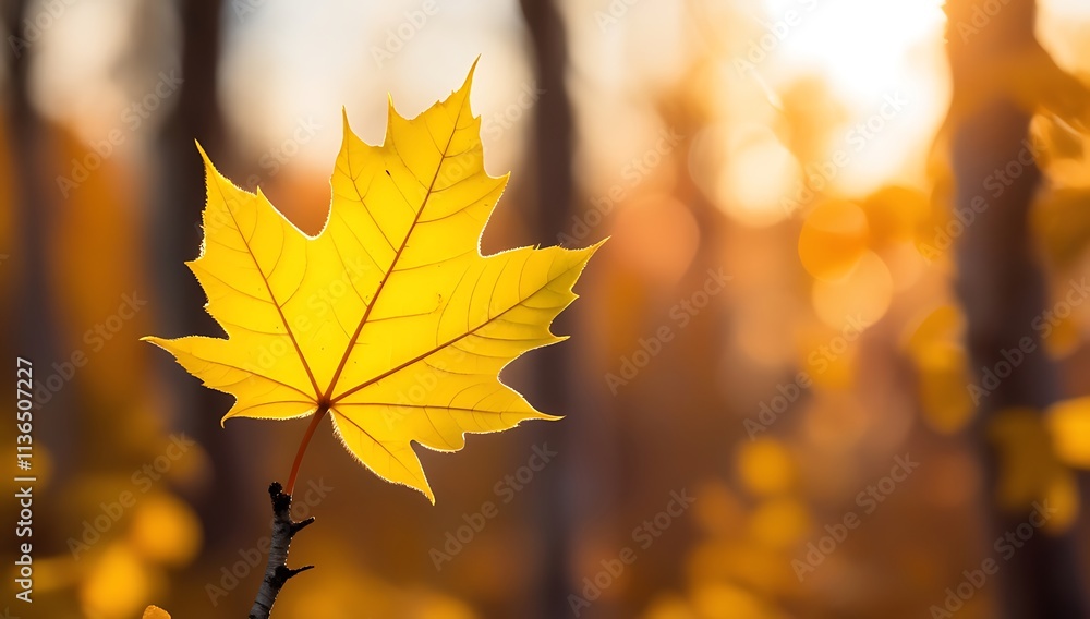 Golden Maple Leaf Backlit By Autumn Sunlight Golden Maple Leaf Backlit By Autumn Sunlight