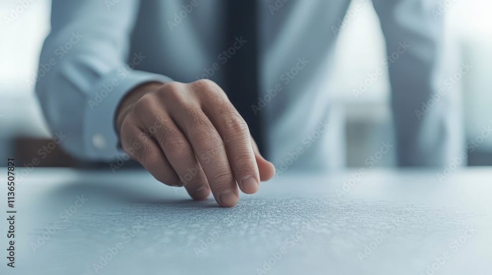 Fototapeta premium Close up Hand Detail Exploring Data Analysis Research Business Concept