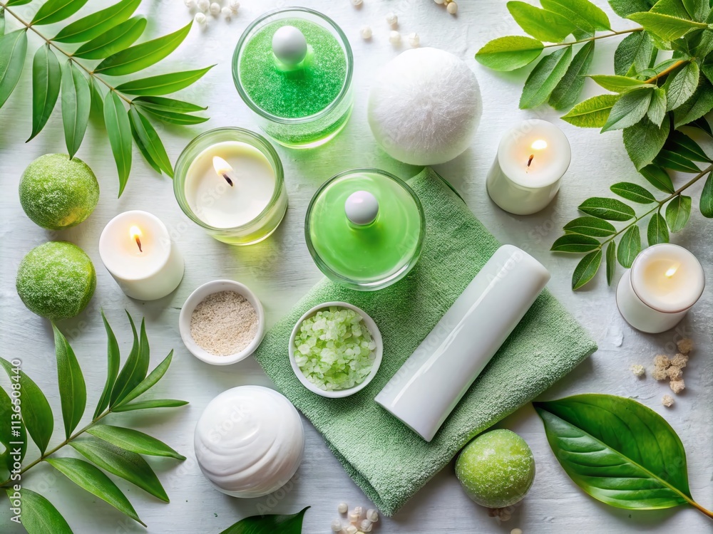 Flat Lay Wellness Photography: Spa Essentials, Candles, & Self-Care Products Flat Lay Wellness Photography: Spa Essentials, Candles, & Self-Care Products
