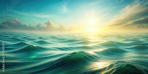 Serene Ocean Waves at Sunrise A Breathtaking Vista of Calm Waters and Golden Light