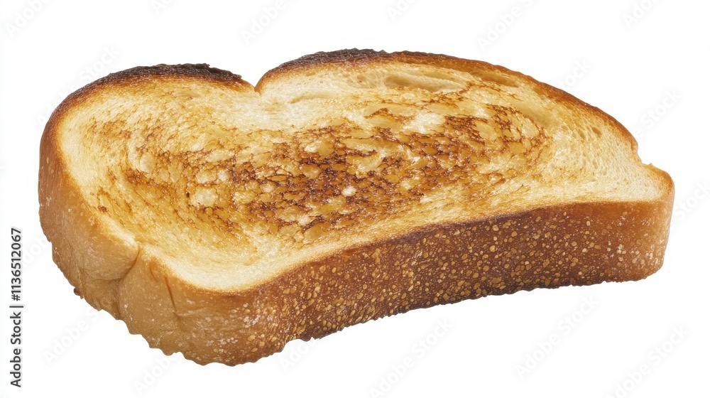 Golden Crispy Toast Slice on White Background Golden Crispy Toast Slice on White Background