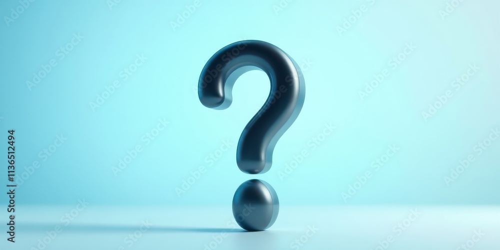 A dark metallic question mark, standing alone against a pale blue background. The symbol rests on a small sphere, suggesting uncertainty and inquiry. A dark metallic question mark, standing alone against a pale blue background. The symbol rests on a small sphere, suggesting uncertainty and inquiry.