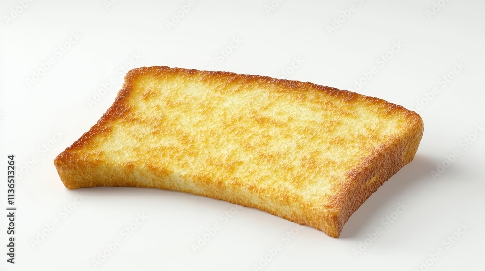 Golden Crispy Toast Slice on White Background Golden Crispy Toast Slice on White Background