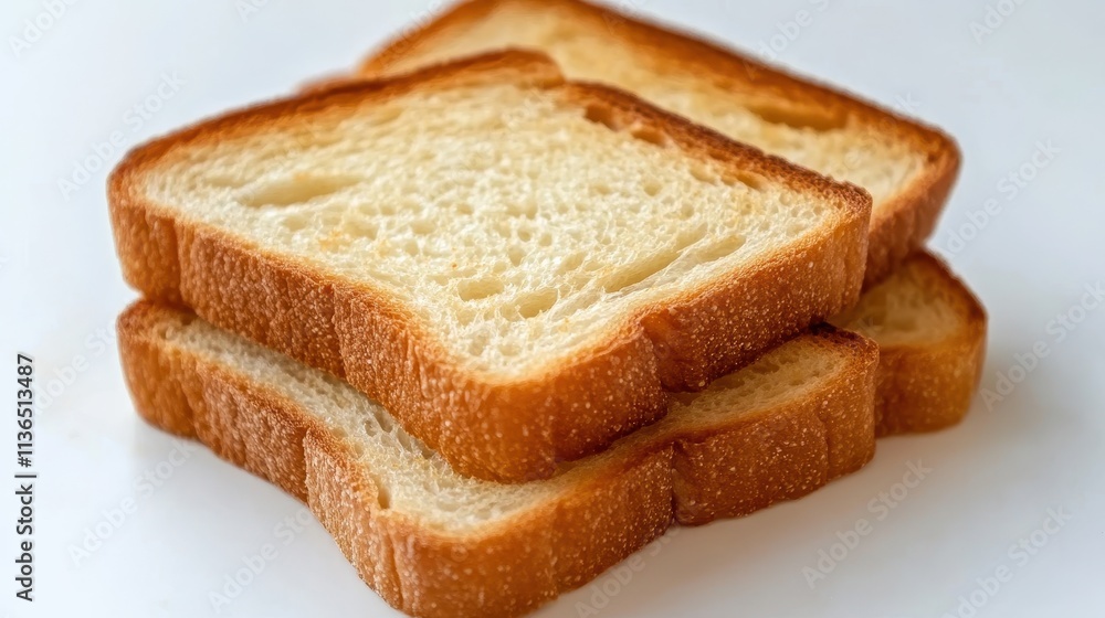 Toasted Slices of Golden Brown Bread Stacked Neatly Toasted Slices of Golden Brown Bread Stacked Neatly