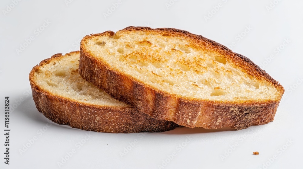 Freshly Toasted Bread Slices on White Background Freshly Toasted Bread Slices on White Background