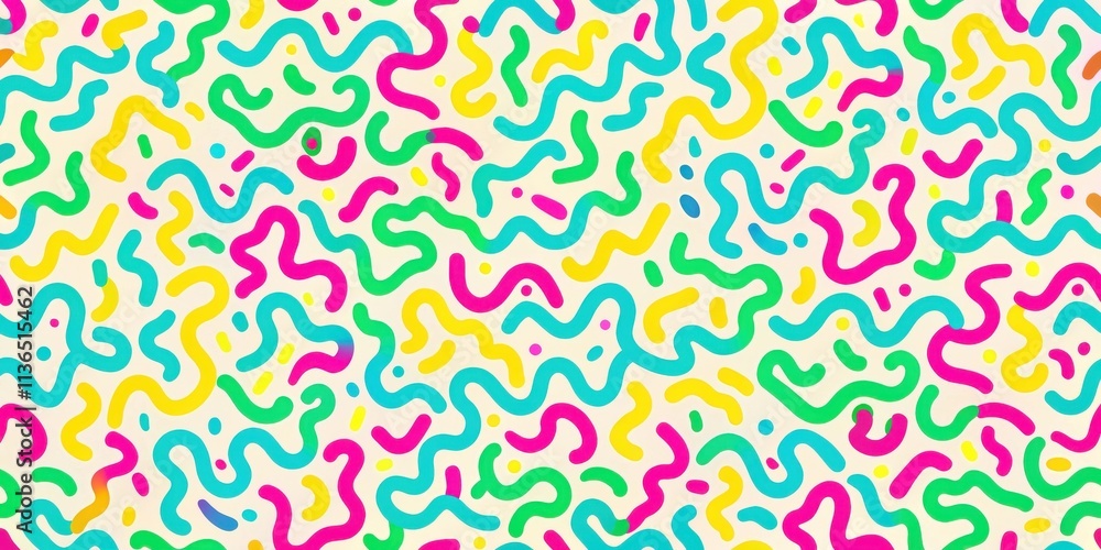 Abstract Vibrant Swirls and Curves Pattern Design for Textile