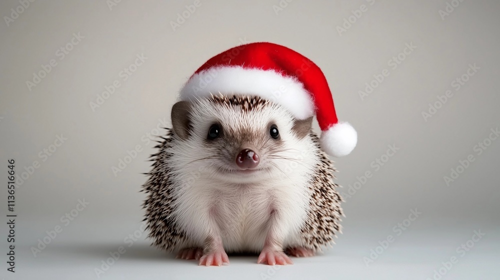 Hedgehog,wearing a red Santa hat Hedgehog,wearing a red Santa hat