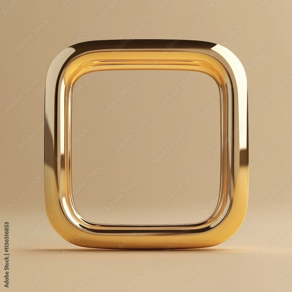 Elegant Golden App Icon Frame on Beige Background Elegant Golden App Icon Frame on Beige Background