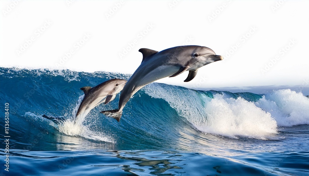 Obraz premium dolphin jumping and fun out of water with white background 