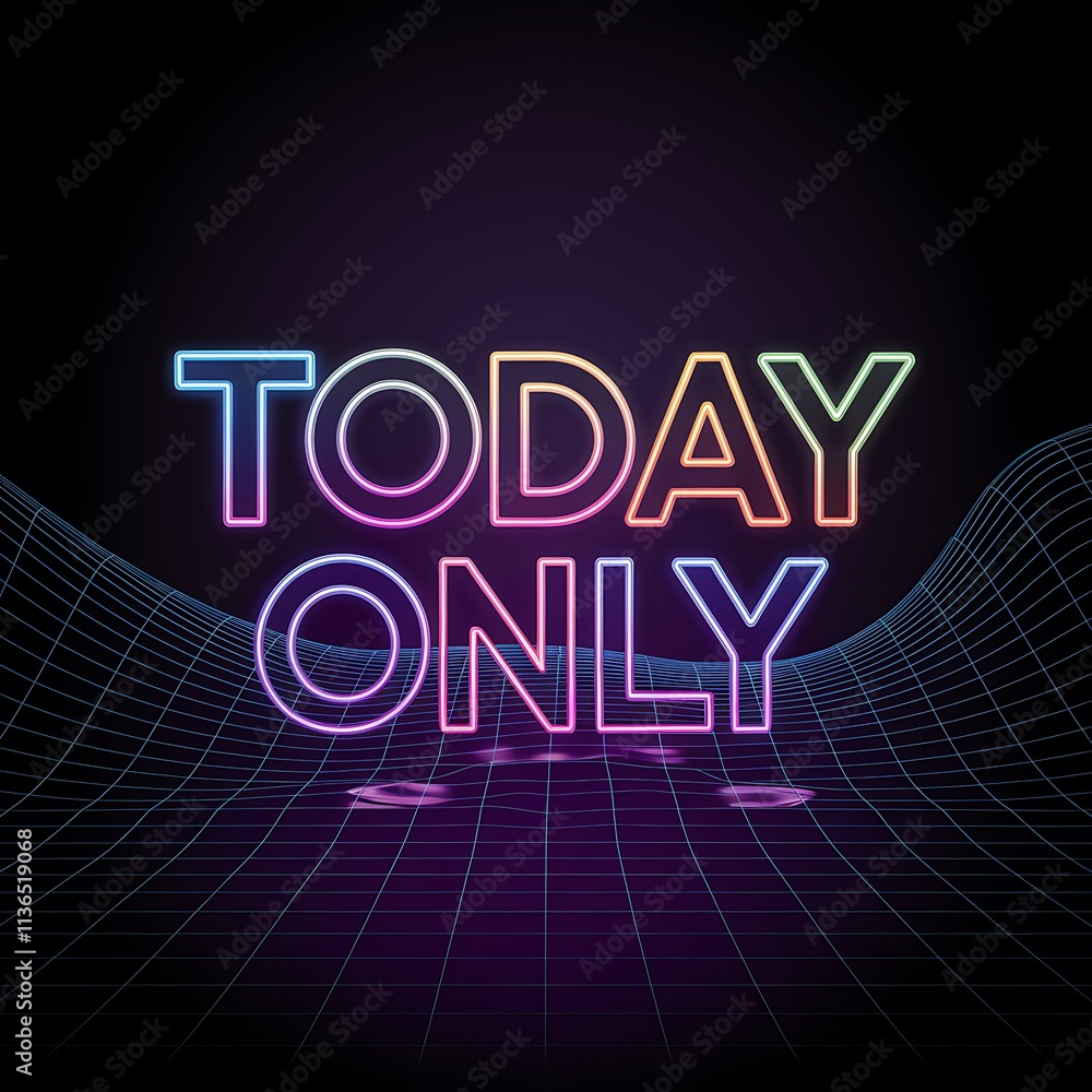 Neon Sign Today Only Retro Style Design Neon Sign Today Only Retro Style Design