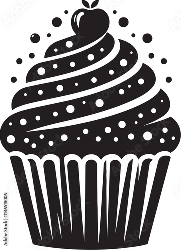 Delicious cup cake silhouette vector illustration isolated on a white background