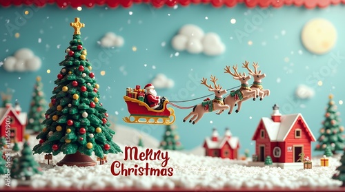 Christmas miniature diorama : Night in a Snowy Village, Santa Claus and reindeer, Christmas Tree and Snowman, and more