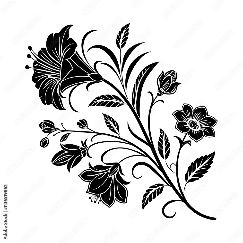 black and white floral design black and white floral design
