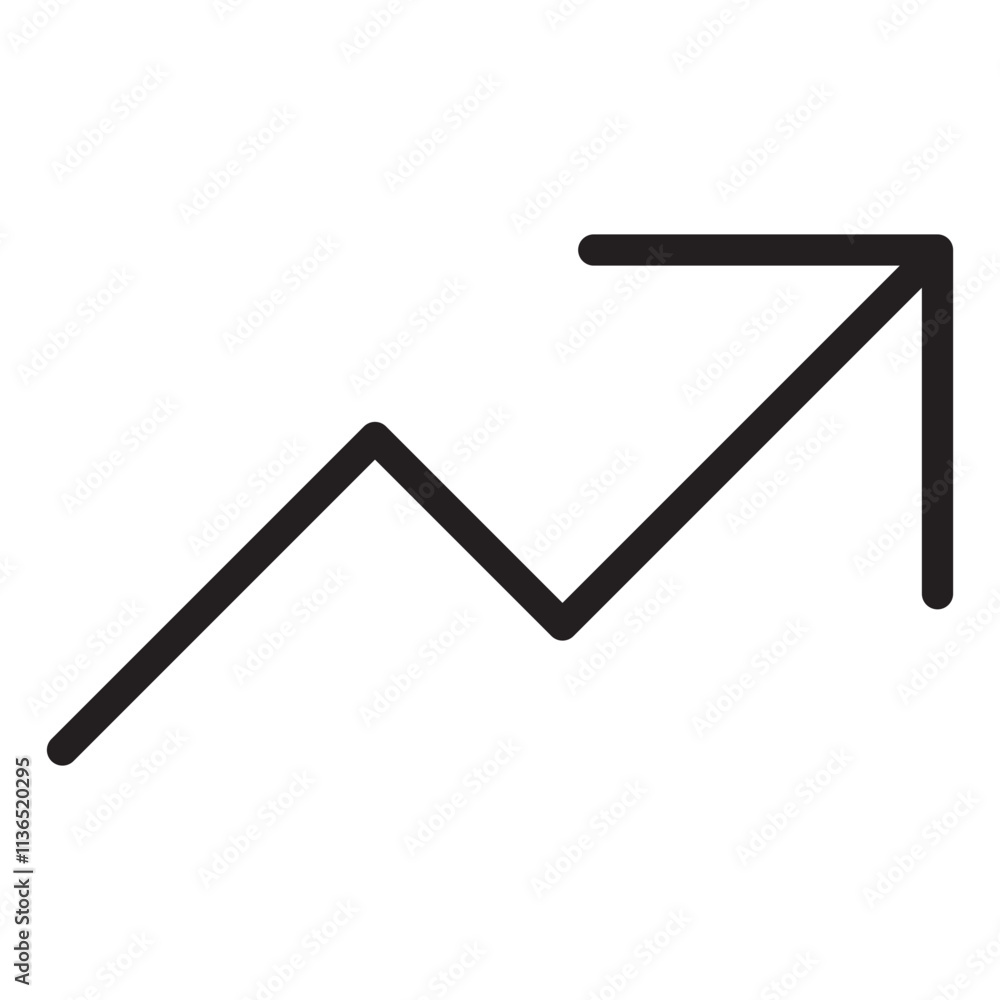 Trending Icon. Black and White Outline Icon Trending Icon. Black and White Outline Icon